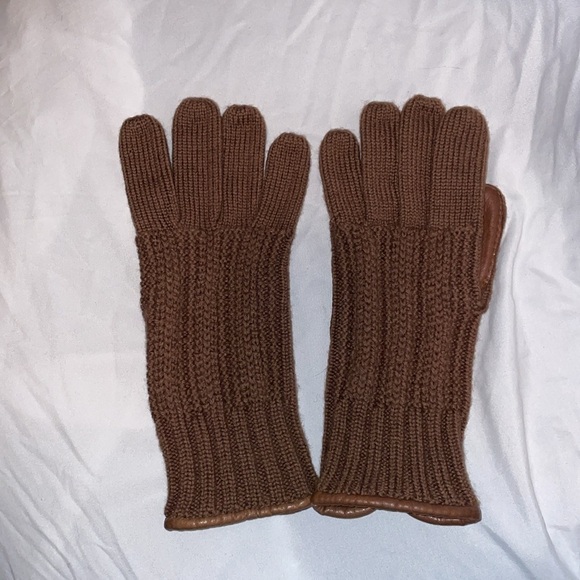 Christian Dior Vintage Brown Wool Nylon Leather Driving Gloves OS - Picture 1 of 16